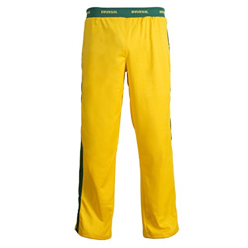 Unisex Brasilien Flagge, Grün, Gelb Capoeira Kampfsport elastische Sport Hose Hosen 6 Größen - M