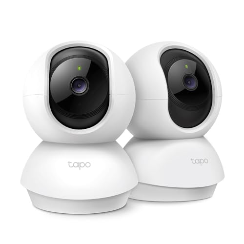 TP-Link Tapo C210P2 WLAN IP Kamera Überwachungskamera (Linsenschwenkung und Neigung, 3MP-Auflösung, 2-Wege-Audio, Nachtsicht zu 9m, bis zu 256 GB lokaler Speicher) Weiß/Schwarz, 2Stück
