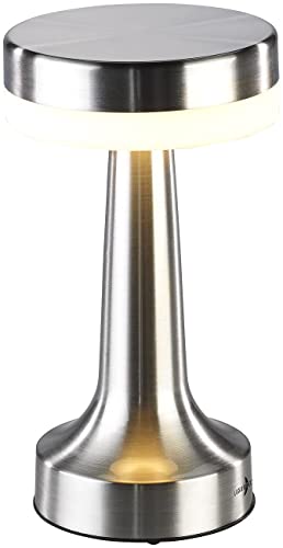 Lunartec Akku Tischlampe: LED-Akku-Tischleuchte mit 3 Dimmstufen, Edelstahl-Optik, 1.500 mAh (Touchlampe)
