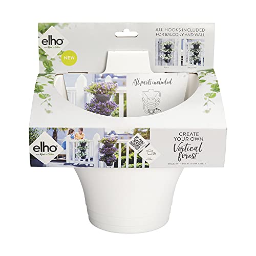 elho Corsica Vertical Forest 24 - Blumentopf Hängend für Balkon & Außen - 100% recyceltem Plastik - Ø 26.7 x H 29.7 cm - Weiß/Weiss