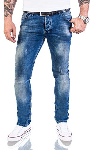 Rock Creek Designer Herren Jeans Hose Stretch Jeanshose Basic Slim Fit [RC-2113 - Denim Blau - W36 L36]