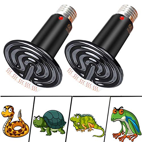 liuer Terrarium Heat Lamps 2PCS Schwarz Ceramic Reptiles Heat Lamp Animals E27 Heat Spotlight Animals wärmelampe Terrarium for Reptiles Turtle Lizard Snake Spider (100W)