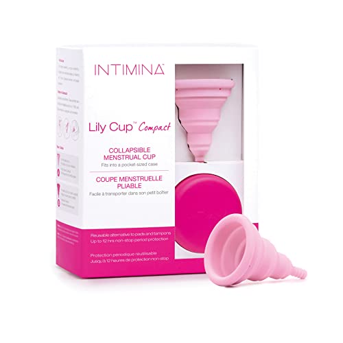 Intimina Lily Cup Compact Größe A – Zusammenklappbare Menstruationstasse mit kompaktem Flachfaltdesign, wiederverwendbarer Menstruationsschutz für überall