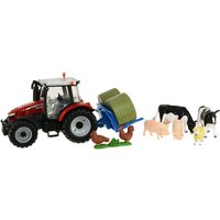 TOMY Britains Massey Ferguson Traktor Spielset - Spielzeug Traktor mit Anhänger und Tieren im Modell 1:32 - perfekt zum Spielen und Sammeln für Kinder ab 3 Jahre