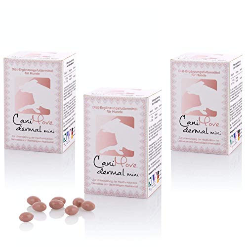 CaniMove Dreier-Set Dermal Mini (300 Kapseln) Ergänzungsfuttermittel zur Unterstützung von Hautfunktion, bei Haarausfall, Schuppen und stumpfen Fell