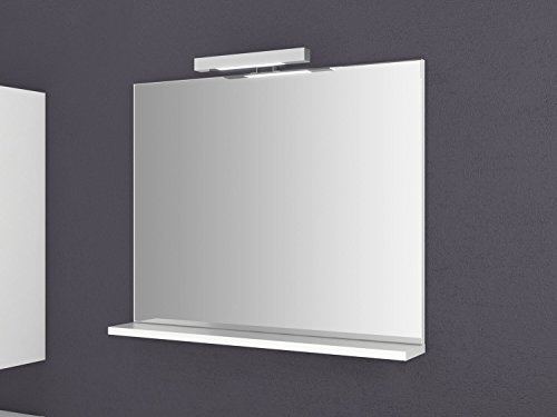 Spiegel mit Ablage Girona 60 und 80 cm breit Beleuchtung Wandspiegel Badspiegel weiß Sieper (80)