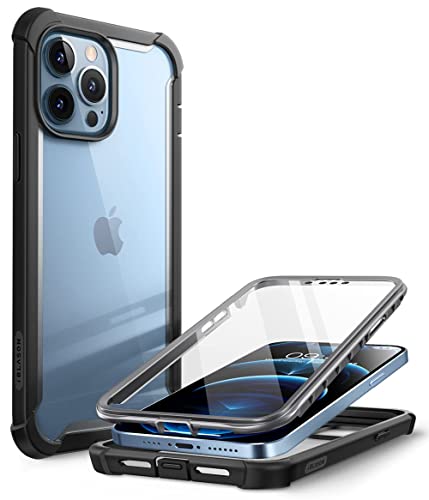 i-Blason Transparent Hülle für iPhone 13 Pro Max (6.7") Bumper Case 360 Grad Handyhülle Robust Schutzhülle Cover [Ares] mit Displayschutz 2021 (Schwarz)