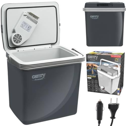 CAMRY - Kühlbox mit Griff 25 L - Tragbare Autokühlbox - Set mit Autokabel und Steckdose - Camping-Kühlbox zum Kühlen von Getränken - Heizfunktion