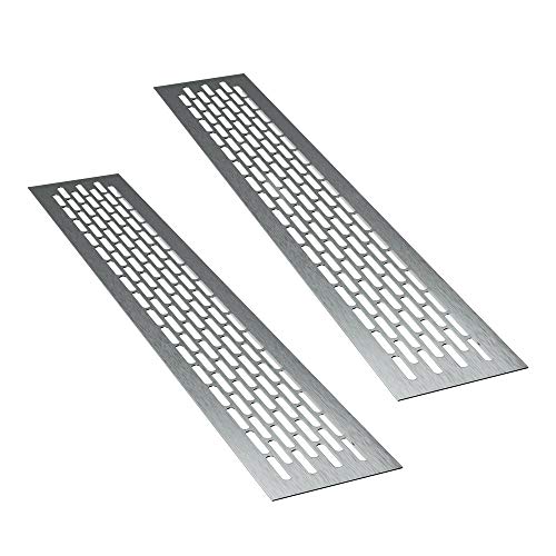sossai® Aluminium Lüftungsgitter - Alucratis (2 Stück) | Rechteckig - Maße: 80 x 8 cm | Farbe: Inox | gebürstet