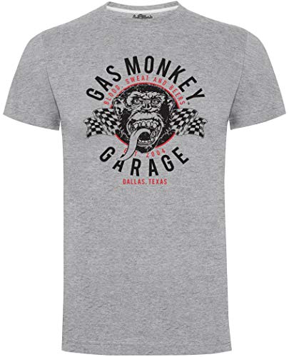 Gas Monkey Garage Herren-T-Shirt mit zwei Flaggen, Grau Gr. XXL, grau