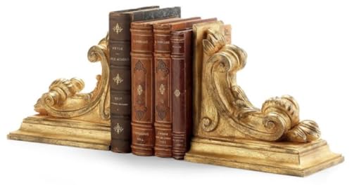 Casa Padrino Luxus Barock Buchstützen Set Antik Gold - Barockstil Schreibtisch Deko - Büro Deko - Wohnzimmer Deko - Deko Accessoires - Barock Accessoires - Luxus Qualität - Made in Italy