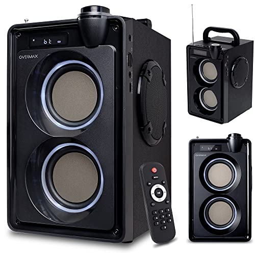 Overmax Soundbeat 5.0 Bluetooth-Lautsprecher USB SD AUX Radio 20 W Karaoke-Funktion Wiedergabe von Audiodateien FM-Radio Mini Jack-Speicherkartenleser 35 mm USB AUX-Akku 3600 mAh - 8 Stunden Arbeit