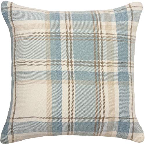 McAlister Textiles Heritage | Kissenbezug für Sofa, Couch in hellem Blau | 50 x 50cm | gewobenes Tartan-Muster kariert | Deko Kissenhülle pflegeleichtes Wolle-Gefühl