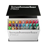 KARIN Mini Box Brushmarker PRO Brushmarker Pro 26 Stück + 1 Blender transparenter Körper mit Ink-Free System, 2, 4 ml Flüssiger Farbe. Kein Filzstiftmarker