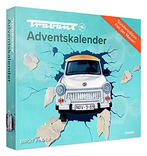 Franzis 55106-1 Adventskalender Trabant Sonderedition 2021, Fahrzeugbausatz im Maßstab 1:43, inkl. Soundmodul und Begleitbuch, ab 14 Jahre, bunt