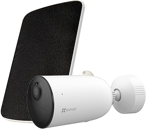 EZVIZ 100% kabellos Akku Kamera mit Solarpanel, 2MP Außenkamera mit PIR Sensor und Farbnachtsicht, aktive Verteidigung mit Sirene und Spotlight, KI Personenerkennung verfügbar, CB3 Kit