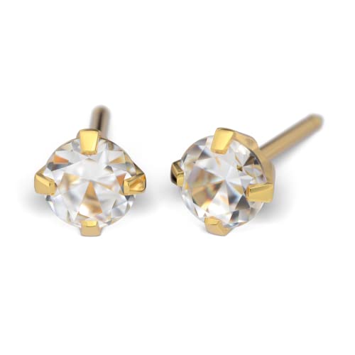 Studex TUBE Hypoallergenic Earrings Ohrringe Cubic Zirconia, gold plattiert, 5mm