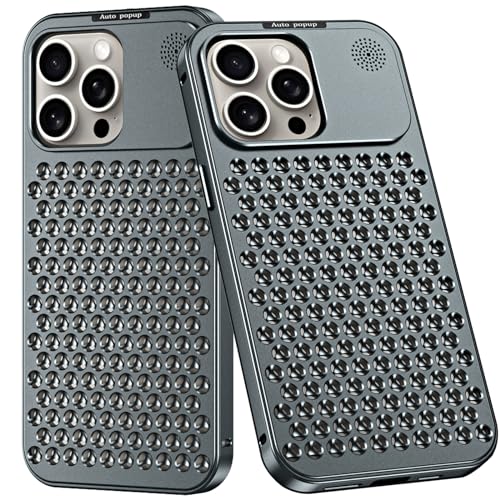 LOXO CASE Schutzhülle für iPhone 12/12 Pro/12 Pro Max, Aluminiumlegierung, 3D-Wärmeableitungslöcher, Kratzfeste Aromatherapie-Hülle mit Sicherheitsverschluss,Gray,12 Pro Max