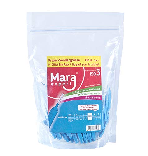 Interdentalbürsten Blau 0,6mm von MARA EXPERT | Dentalbürsten ISO 3 Mittelbreit| 100 Zahnzwischenraum Bürsten | Für optimale Zahnfleisch Pflege