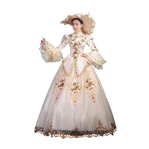 Zhenwo Women's Rococo Baroque Marie Antoinette Prom Dress 18Th Century Renaissance Historical Period Dress for Women,Weiß,XXXL
