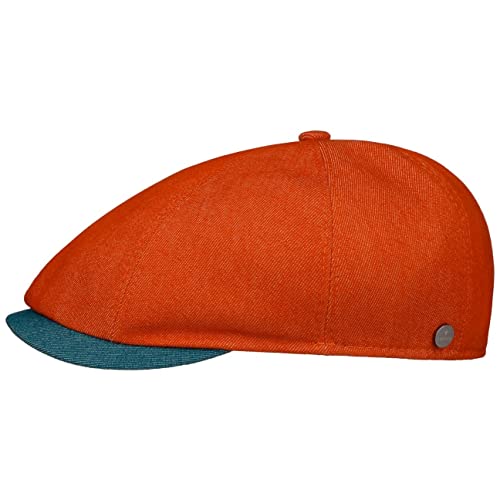 LIERYS Twotone Summer Flatcap Schirmmütze Schiebermütze Baumwollcap Herren - Made in Italy mit Schirm, Schirm Frühling-Sommer - M (56-57 cm) orange