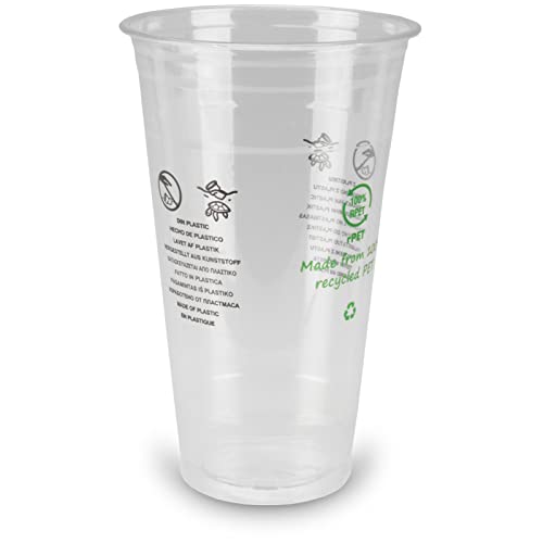 1000 Clear Cups Smoothiebecher Shakebecher Müsli Shaker rPET Recycling versch. Größen & Deckel - Inkl. Verpackungslizenz in D (Domdeckel geschlossen)