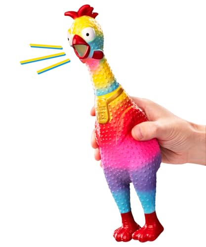 Animolds Tie-Dye Squeeze Me Rubber Chicken Toy | Screaming Rubber Chickens for Kids | Novelty Squeaky Toy Chicken