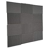 48 Stück 30,5 x 30,5 x 2,5 cm Akustikplatten Studio-Schalldämmung Schaumstoff-Keilfliesen Wandplatten (schwarz)