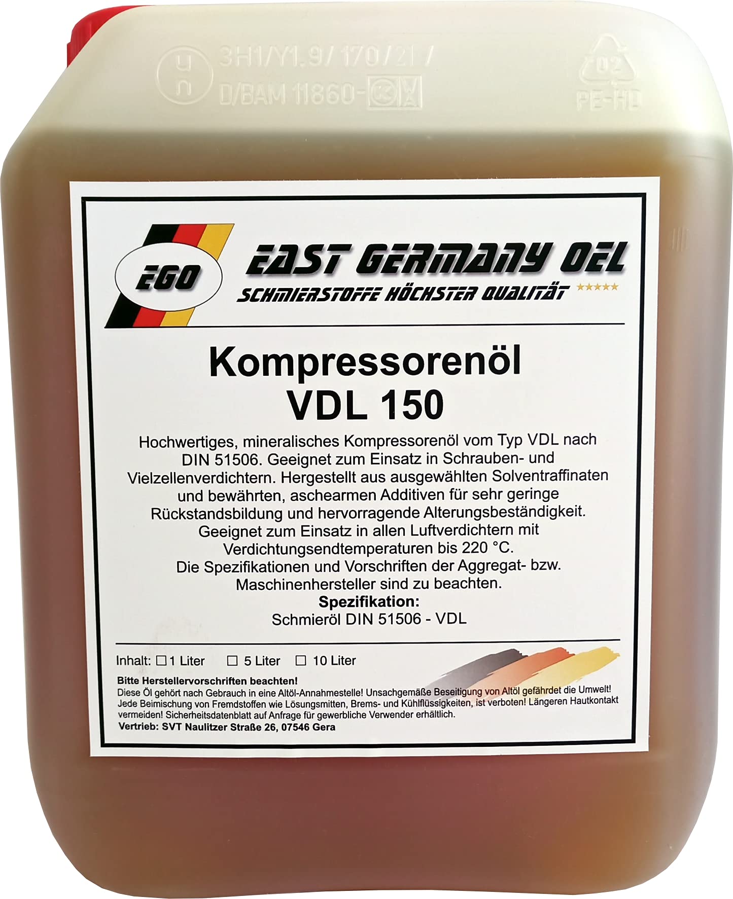 Kompressorenöl VDL 150 Kanister 5 Liter