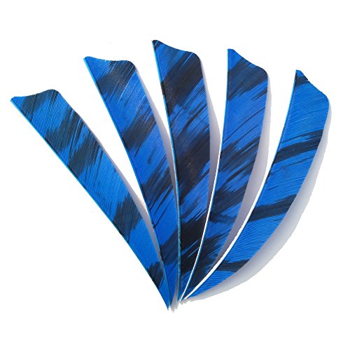 SHARROW 50pcs Bogenschießen Pfeilfedern 4 Zoll Naturfeder Befiederung Bogensport Zubehör (Blau)