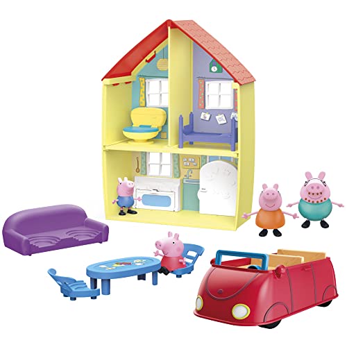 Peppa Pig Peppa’s Adventures Peppas Haus, Komboset mit Spielset, Auto mit Geräuschen, 4 Figuren und 6 Accessoires, ab 3 Jahren