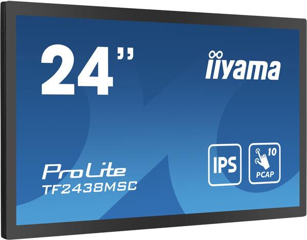 Iiyama TF2438MSC MTOUCH Display IPS 54.5cm (21.5) - 1920x1080 - DP/HDMI/USB/PCAP - Flachbildschirm (TFT/LCD) - IPS - schwarz [Energieklasse E] (TF2438MSC-B1)