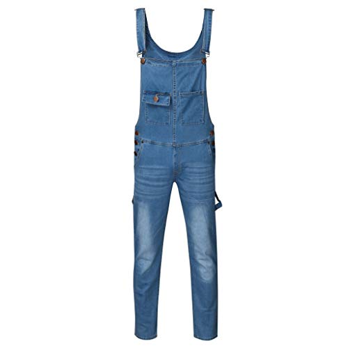 Xmiral Jeans Herren Multi-Tasche Strap Overall Denim Streetwear Hosentr鋑er Hose Cargohose Latzhose(t Blau,3XL)