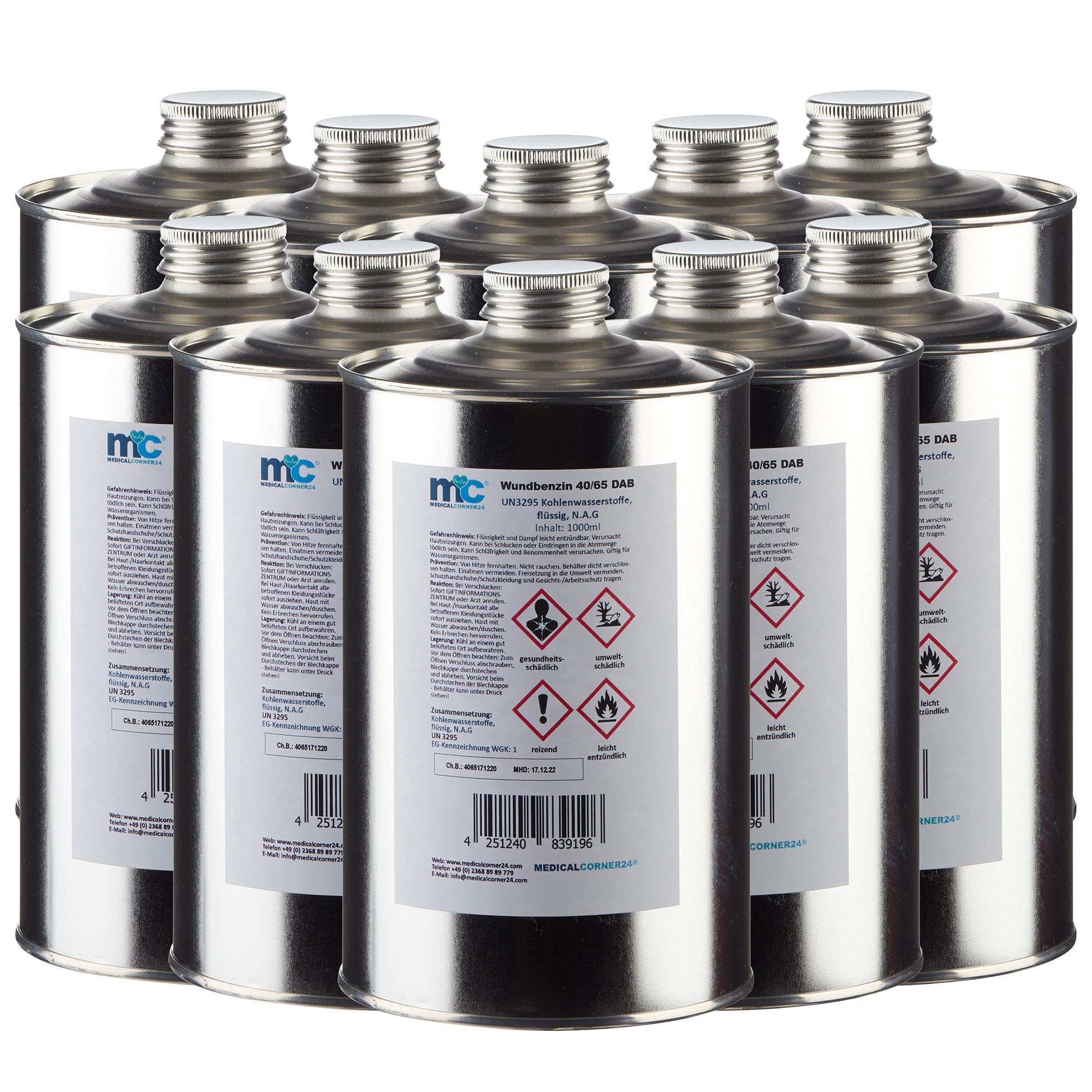 10x 1000 ml MC24® Wundbenzin 40/65 Lösungsmittel Reinigungsmittel Leichtbenzin