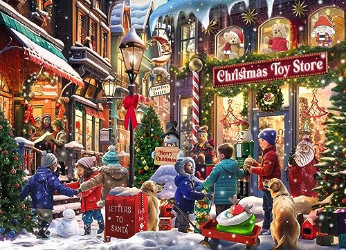 Vermont Christmas Company Christmas Toy Store Puzzle 1000 Teile – Urlaubspuzzle – vollständig ineinandergreifende und zufällig geformte Teile – 67 x 49 cm
