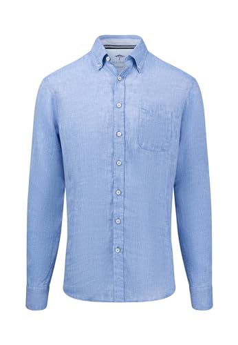 FYNCH-HATTON Hemd 13136000 - Premium Leinenhemd mit Button-Down-Kragen Bright Ocean L