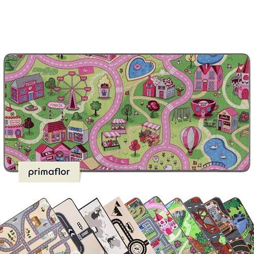 Spielteppich mit Straßen - Verschiedene Motive und Größen - Pflegeleicht, Fußbodenheizung geeignet, Spielmatte, Kinder-Teppich für Mädchen und Jungen (200 x 300 cm, Sweet City)