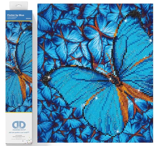Diamond Dotz DD5-014 Schmetterling blau, ca. 30,5 x 30,5 cm groß, Diamond Painting, Malen mit Diamanten, funkelndes Bild zum Selbstgestalten, für Kinder und Erwachsene