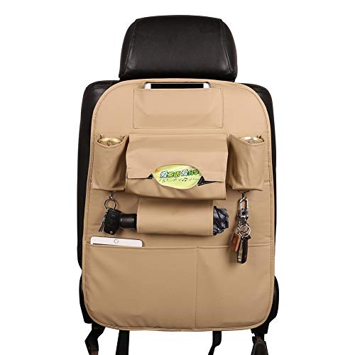 HCMAX 1 Pack Auto-Rückenlehnenschutz Autositz zurück Veranstalter Tasche Rücksitz Schutzaufbewahrung Trittmatte Ipad Mini Halter Großes Reisezubehör