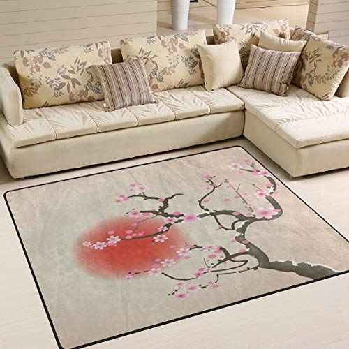 Use7 Japanischer Teppich mit Kirschblütenbaum-Motiv, 160 x 122 cm