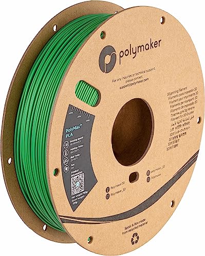 Polymaker Tough PLA 1,75 mm 3D-Drucker-Filament, 750 g grünes PLA-Filament, Kartonspule – PolyMax PLA 1,75 grünes Filament härter als PLA+ 3D-Filament, hohe Schlagfestigkeit für funktionelle Anwendung