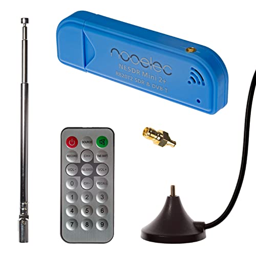 NESDR Mini 2+ 0,5PPM TCXO RTL-SDR- und ADS-B-USB-Empfängerset mit Antenne, Saughalterung und Weiblichem SMA-Adapter. RTL2832U & R820T2 Tuner. Kostengünstiges Software Defined Radio