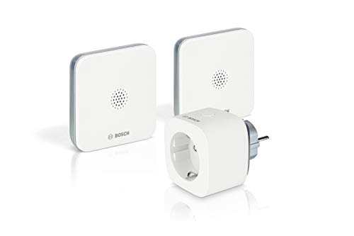 Bosch Smart Home 8750001346 Bosch-Smart-Hauswassermelder-Set Funktion (Kurznummer Notrufnummer in App, rutschfest, kompakt, Funksignalverlängerung), Weiß