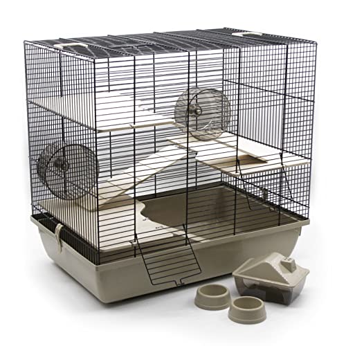 ZooPaul Premium Nagerkäfig Hamsterkäfig XXL inkl. Zubehör beige/schwarz 60x36x54cm Maus Kleintiere