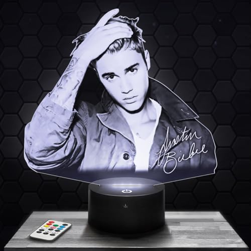 Nachttischlampe, Touch-Nachtlicht Justin Bieber Nachttischlampe, 3D-LED-Lampe Illusion, Geschenkidee Weihnachten Geburtstag Junge und Mädchen Nachttischlampe Kinder- oder Erwachsenenzimmer
