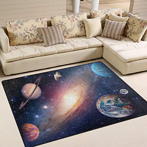 Use7 Universe Star Planet Teppich, Weltraum-Teppich, für Wohnzimmer, Schlafzimmer, Textil, Mehrfarbig, 160cm x 122cm(5.3 x 4 feet)