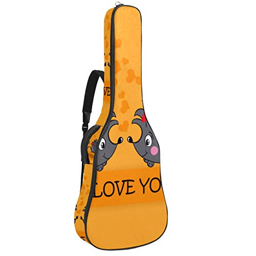 Gitarrentasche mit Reißverschluss, wasserdicht, weich, für Bassgitarre, Akustik- und klassische Folk-Gitarre, lustige Cartoon-Igel, "I Love You"