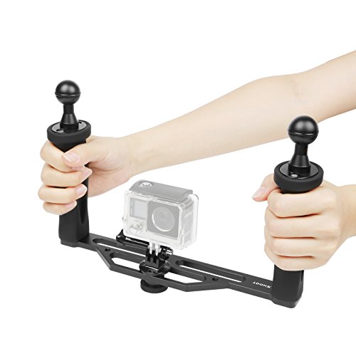 SHOOT Aluminium Dual Handheld Stabilisator Camera Unterwasser Handgriff für GoPro Hero 8/7/6/5/4/3+/3 SJCAM APEMAN AKASO Actionkameras
