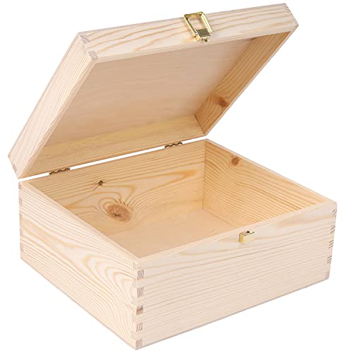 Creative Deco Holzkiste mit Deckel Holzbox Erinnerungsbox | 29 x 25 x 14 cm | Kiste Spielzeugkiste Unlackiert Kasten Aufbewahrungsbox | ohne Griffen | Ideal für Wertsachen, Spielzeuge und Werkzeuge