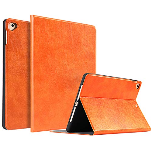 LTLJX Tablet-Hüllen aus Leder für Apple iPad 25,9 cm (10,2 Zoll), magnetischer Rundumschutz, ultradünn, dreifach faltbarer Ständer, Orange